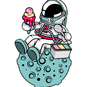 astronauta comiendo helado
