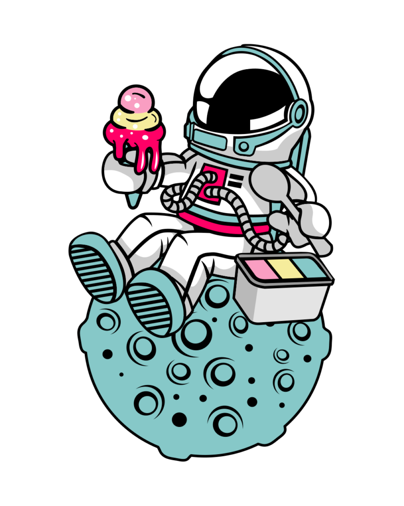 astronauta comiendo helado