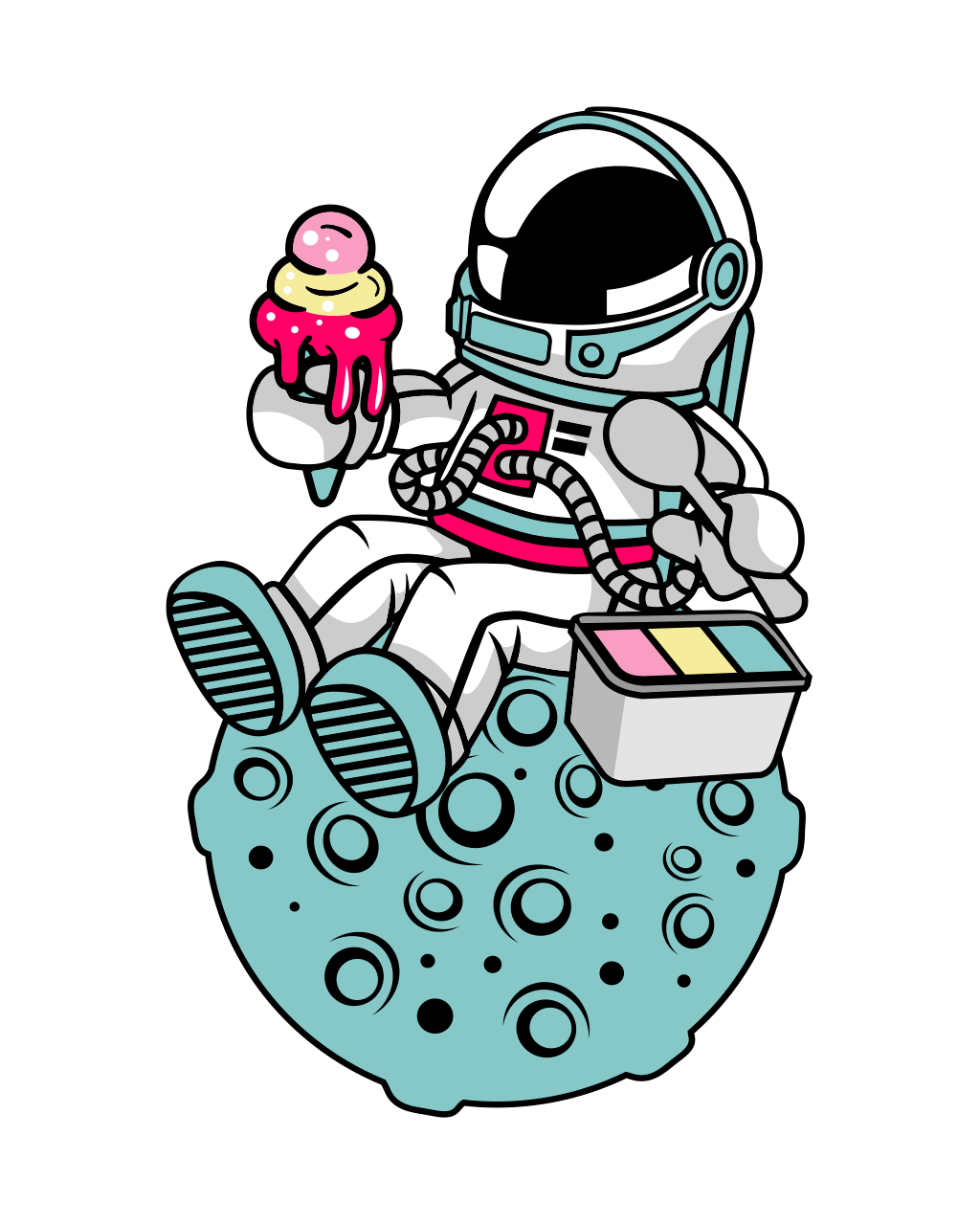 astronauta comiendo helado
